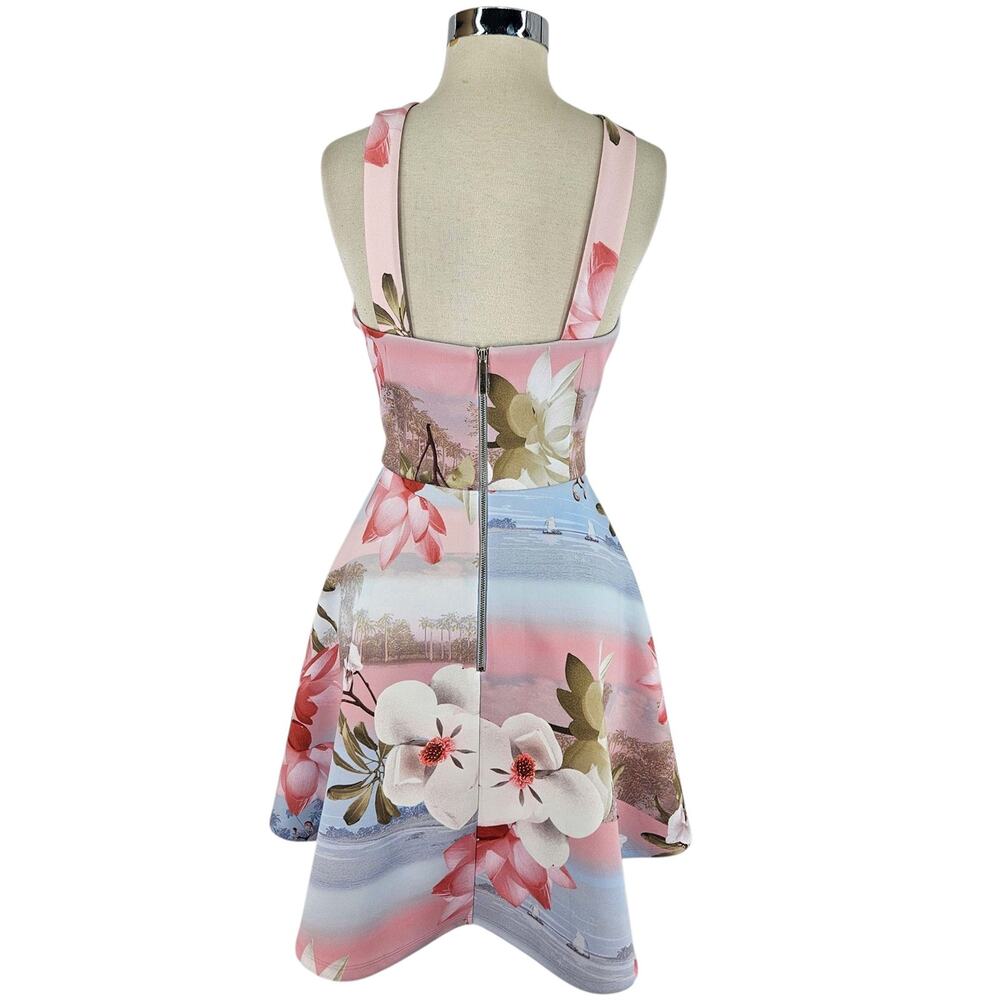 Ted Baker London Umerta Floral Skater Minidress fit n flare blue pink UK 2 US 6 - Picture 4 of 4